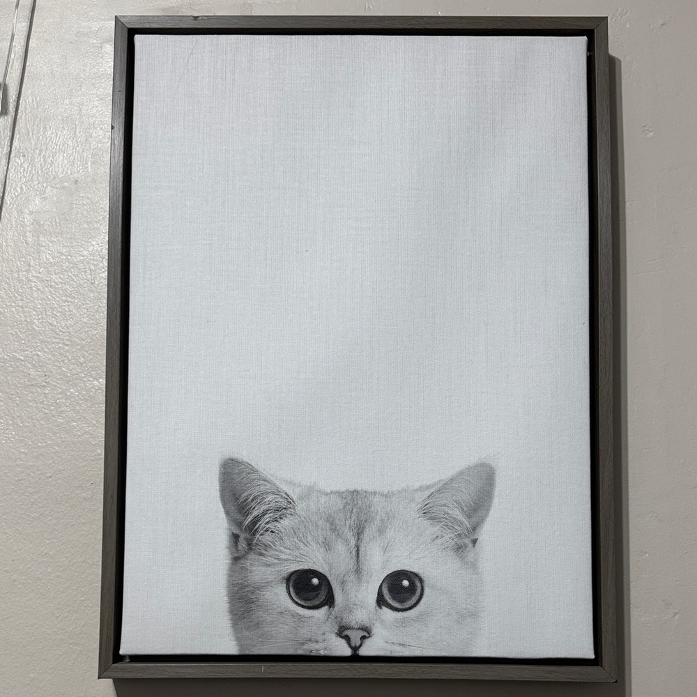 Kate & Laurel Sylvie Kitty Framed Canvas Portrait by Simon Te Tai